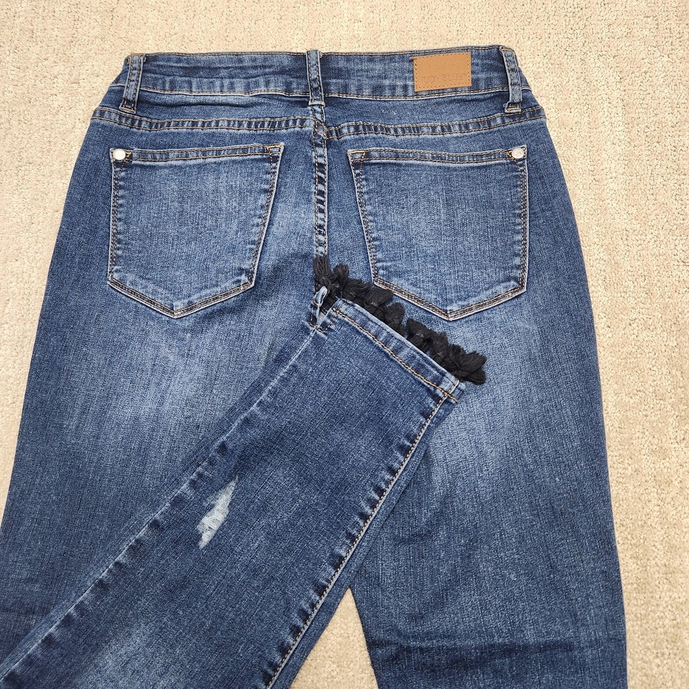Judy Blue Jeans Women 5 27 Skinny Fit Stretch Denim Tassel Tapered Blue Comfort